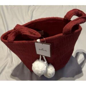 Vintage Hallmark Bag NEW White Pom Poms Lined Jute